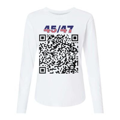 Funny Qr President Trump 4547 Trump Dancing Code (Back) Womens Cotton Relaxed Long Sleeve T-Shirt