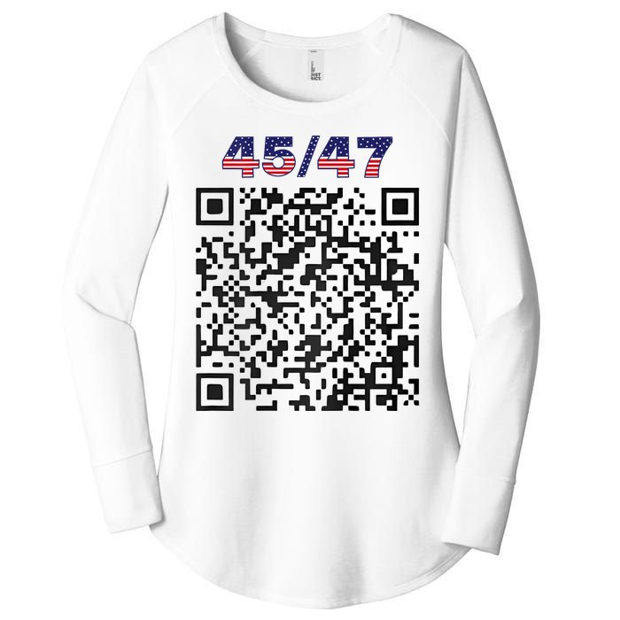 Funny Qr President Trump 4547 Trump Dancing Code (Back) Women's Perfect Tri Tunic Long Sleeve Shirt