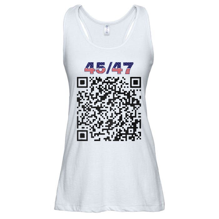 Funny Qr President Trump 4547 Trump Dancing Code (Back) Ladies Essential Flowy Tank