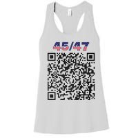 Funny Qr President Trump 4547 Trump Dancing Code (Back) Women's Racerback Tank