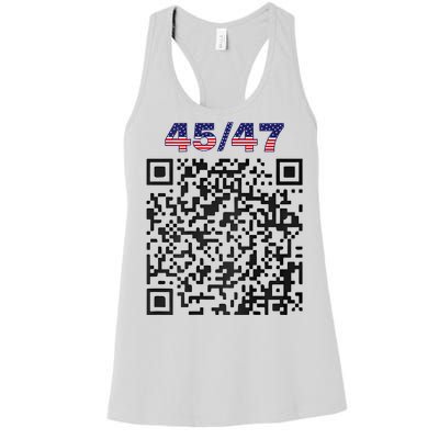 Funny Qr President Trump 4547 Trump Dancing Code (Back) Women's Racerback Tank