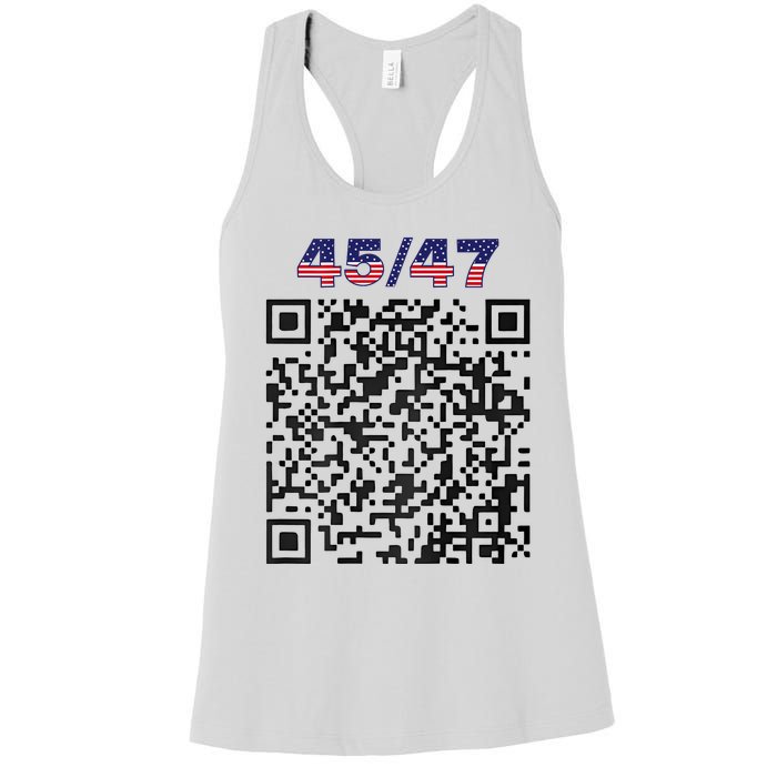 Funny Qr President Trump 4547 Trump Dancing Code (Back) Women's Racerback Tank