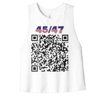 Funny Qr President Trump 4547 Trump Dancing Code (Back) Women's Racerback Cropped Tank