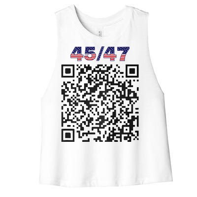 Funny Qr President Trump 4547 Trump Dancing Code (Back) Women's Racerback Cropped Tank