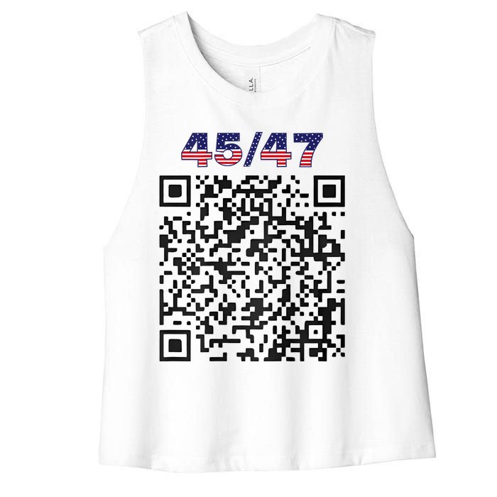 Funny Qr President Trump 4547 Trump Dancing Code (Back) Women's Racerback Cropped Tank