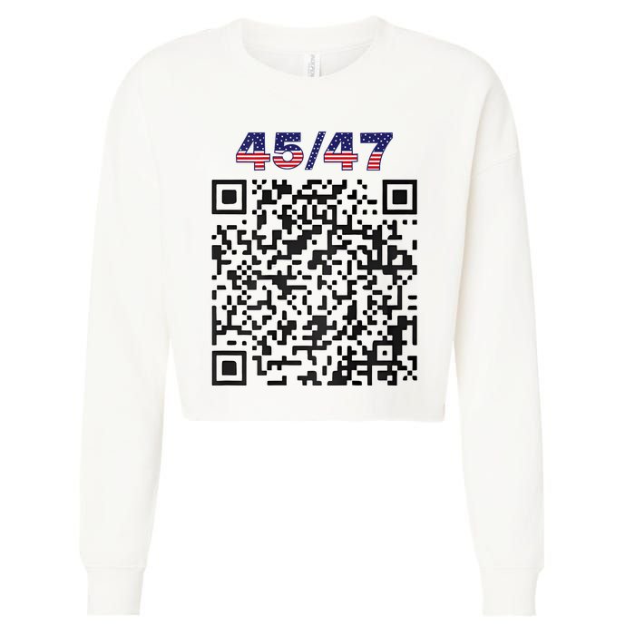 Funny Qr President Trump 4547 Trump Dancing Code (Back) Cropped Pullover Crew