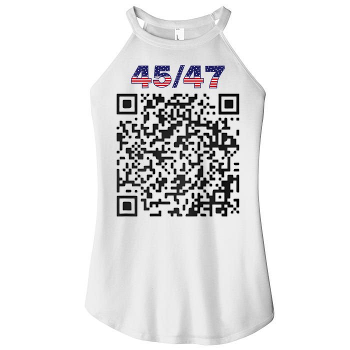 Funny Qr President Trump 4547 Trump Dancing Code (Back) Women's Perfect Tri Rocker Tank