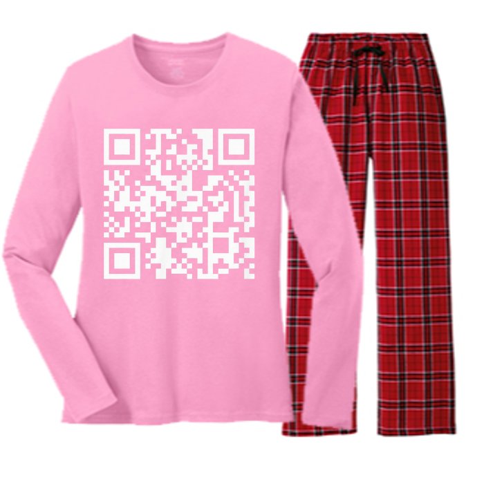 Funny Qr President Trump Dance Code Women's Long Sleeve Flannel Pajama Set 