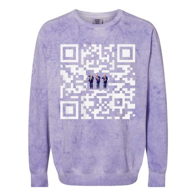 Funny Qr President Trump Dancing Scan And Dance Colorblast Crewneck Sweatshirt