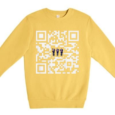 Funny Qr President Trump Dancing Scan And Dance Premium Crewneck Sweatshirt