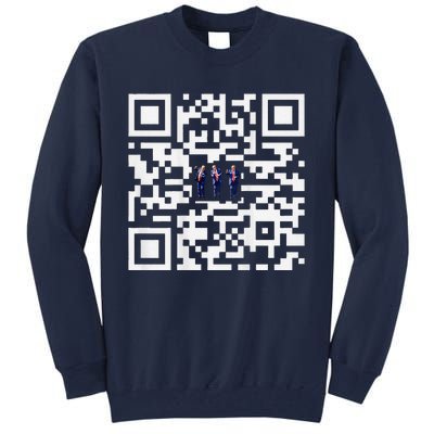 Funny Qr President Trump Dancing Scan And Dance Tall Sweatshirt