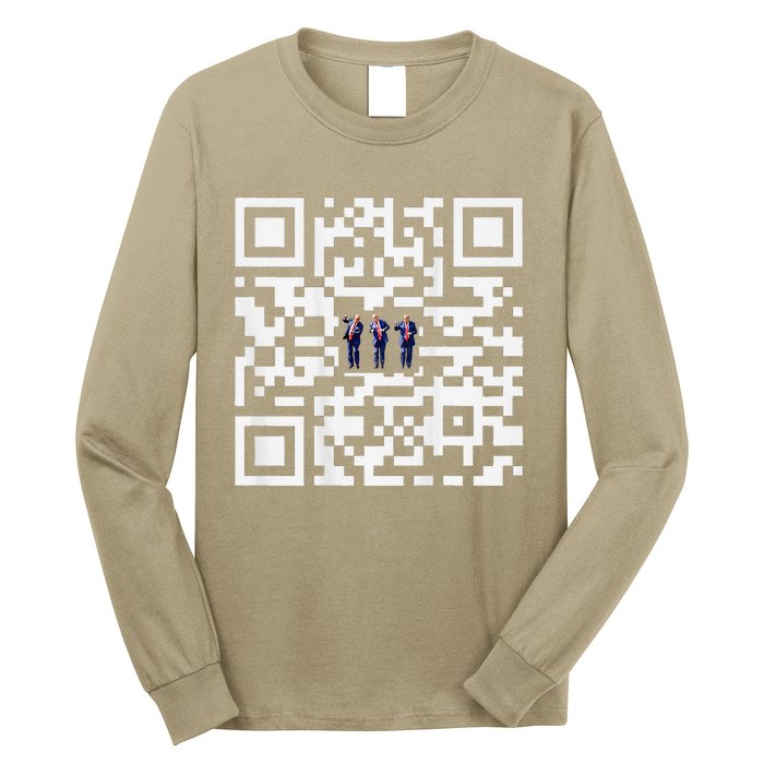 Funny Qr President Trump Dancing Scan And Dance Long Sleeve Shirt