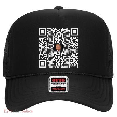 Funny Qr President Trump Dance Code Trump Dancing High Crown Mesh Back Trucker Hat