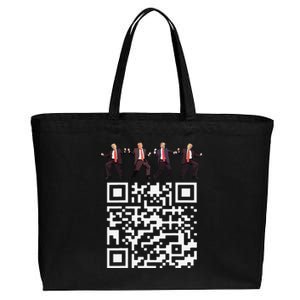 Funny Qr President Trump Dance Code 4547 2024 Back Print Cotton Canvas Jumbo Tote