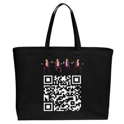 Funny Qr President Trump Dance Code 4547 2024 Back Print Cotton Canvas Jumbo Tote