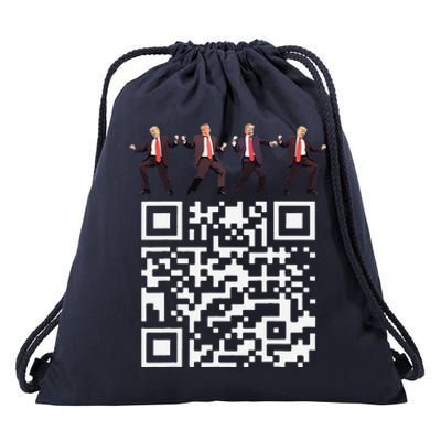 Funny Qr President Trump Dance Code 4547 2024 Back Print Drawstring Bag