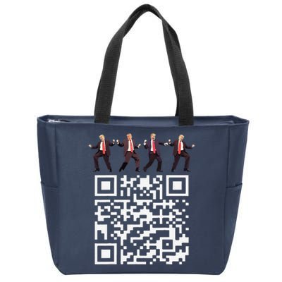 Funny Qr President Trump Dance Code 4547 2024 Back Print Zip Tote Bag