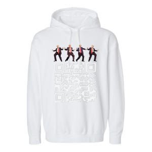 Funny Qr President Trump Dance Code 4547 2024 Back Print Garment-Dyed Fleece Hoodie