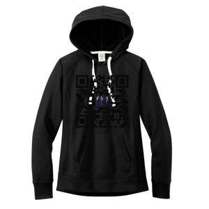 Funny Qr President Trump Dancing Scan And Dance Women's Fleece Hoodie