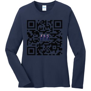 Funny Qr President Trump Dancing Scan And Dance Ladies Long Sleeve Shirt