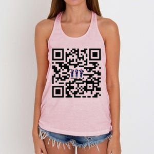 Funny Qr President Trump Dancing Scan And Dance Women's Knotted Racerback Tank