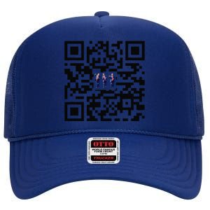 Funny Qr President Trump Dancing Scan And Dance High Crown Mesh Back Trucker Hat