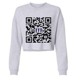 Funny Qr President Trump Dancing Scan And Dance Cropped Pullover Crew