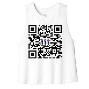 Funny Qr President Trump Dancing Scan And Dance Women's Racerback Cropped Tank