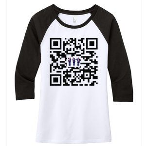 Funny Qr President Trump Dancing Scan And Dance Women's Tri-Blend 3/4-Sleeve Raglan Shirt