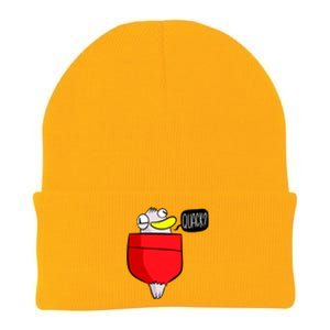 Funny Quack Pocket Duck Duckling Pocket Print Knit Cap Winter Beanie