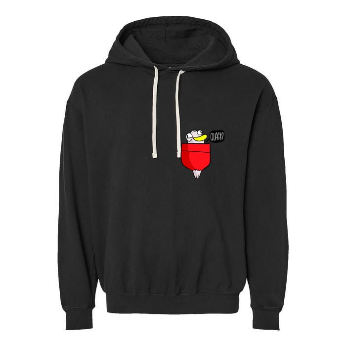 Funny Quack Pocket Duck Duckling Pocket Print Garment-Dyed Fleece Hoodie