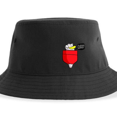Funny Quack Pocket Duck Duckling Pocket Print Sustainable Bucket Hat