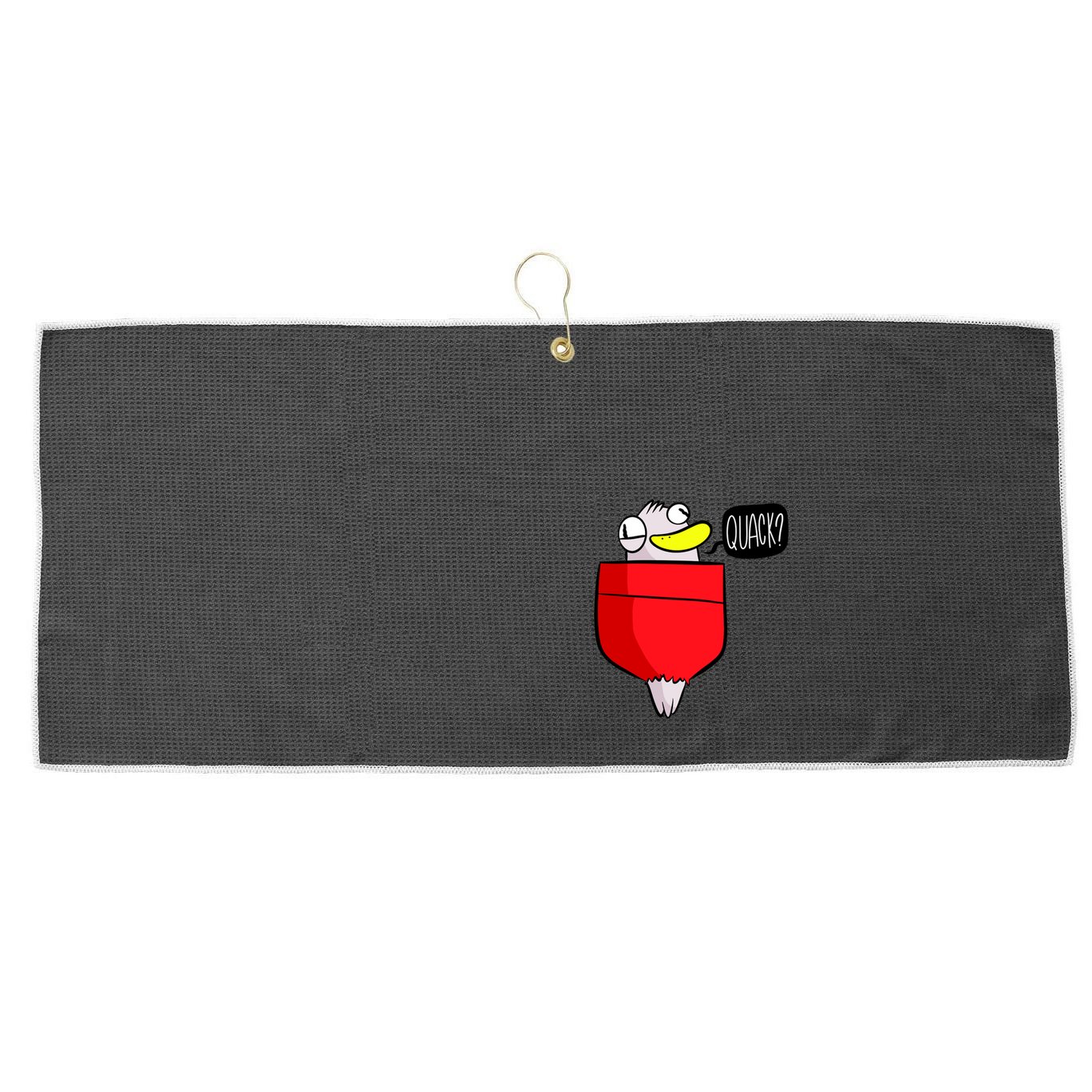 Funny Quack Pocket Duck Duckling Pocket Print Large Microfiber Waffle Golf Towel