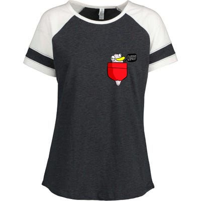 Funny Quack Pocket Duck Duckling Pocket Print Enza Ladies Jersey Colorblock Tee