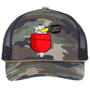 Funny Quack Pocket Duck Duckling Pocket Print Retro Rope Trucker Hat Cap