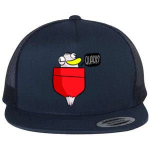 Funny Quack Pocket Duck Duckling Pocket Print Flat Bill Trucker Hat