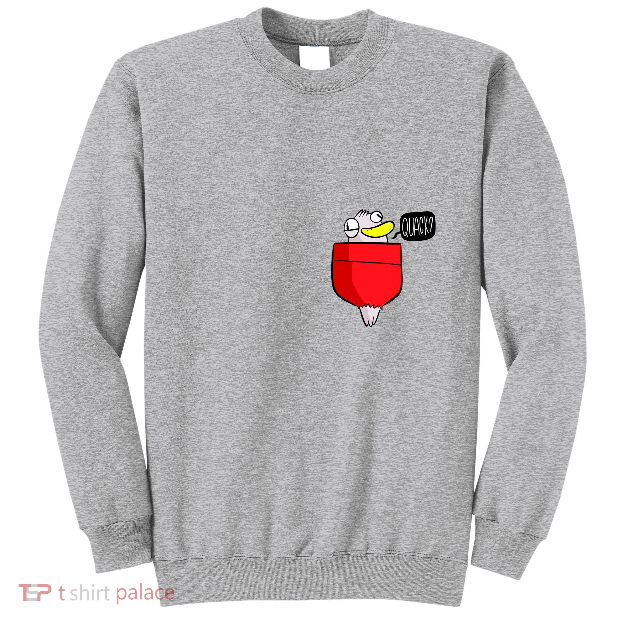 Funny Quack Pocket Duck Duckling Pocket Print Sweatshirt