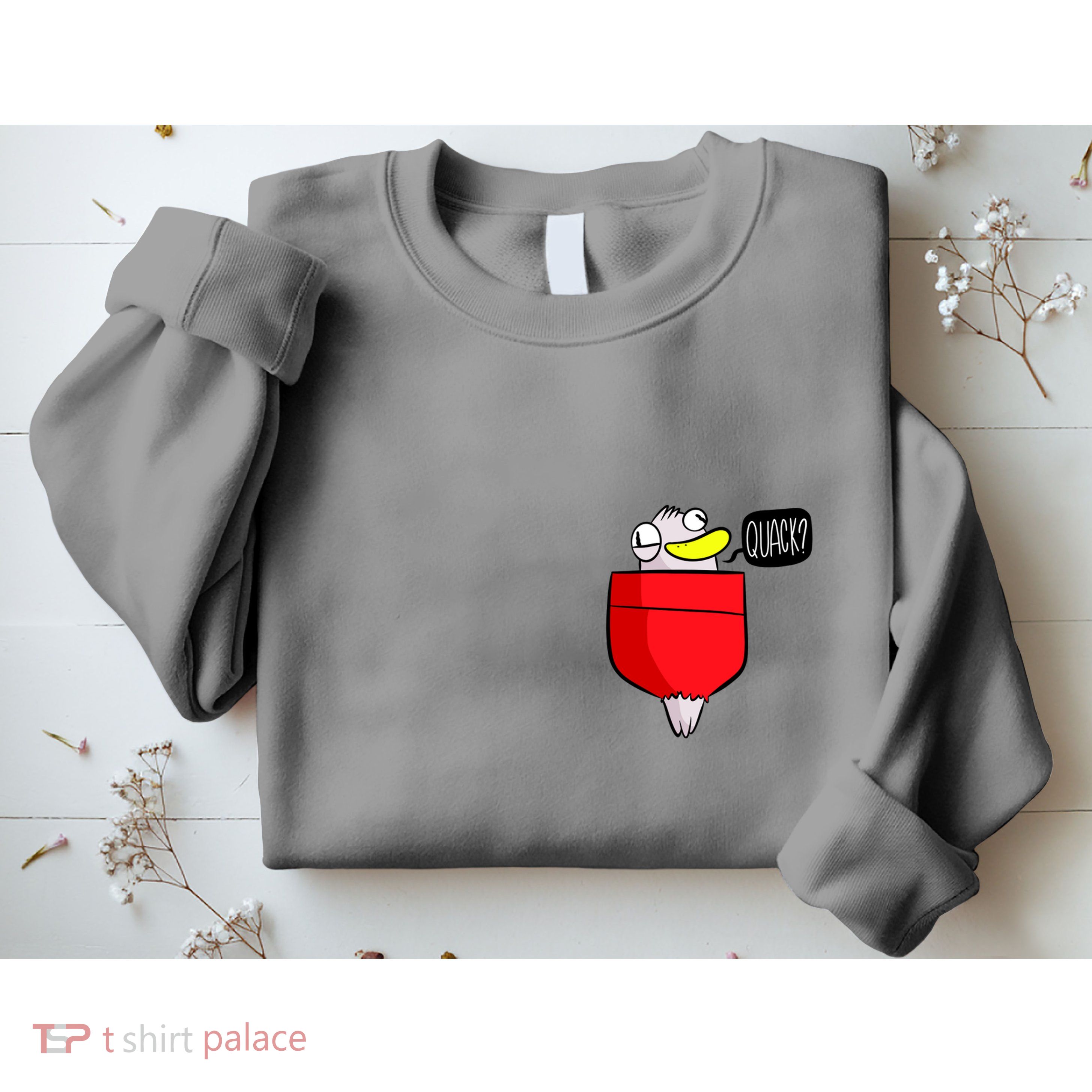 Funny Quack Pocket Duck Duckling Pocket Print Sweatshirt