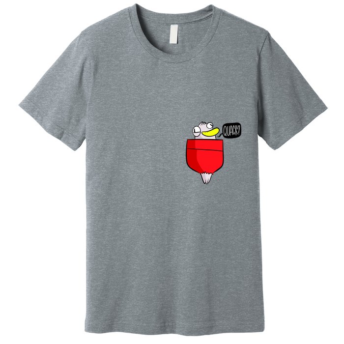 Funny Quack Pocket Duck Duckling Pocket Print Premium T-Shirt