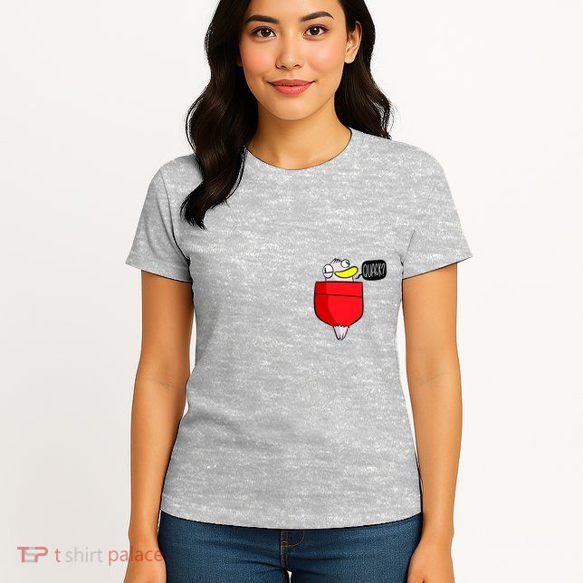 Funny Quack Pocket Duck Duckling Pocket Print Womens T-Shirt