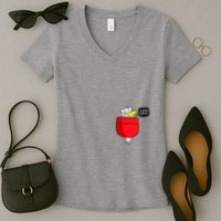 Funny Quack Pocket Duck Duckling Pocket Print Women's V-Neck T-Shirt