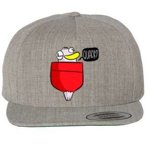 Funny Quack Pocket Duck Duckling Pocket Print Wool Snapback Cap