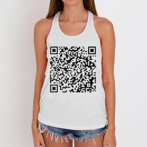 Funny Qr President Trump 4547 Trump Dancing Code Women's Knotted Racerback Tank