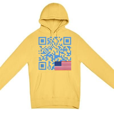 Funny Qr President Trump Dance Code Usa Flag Premium Pullover Hoodie