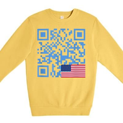 Funny Qr President Trump Dance Code Usa Flag Premium Crewneck Sweatshirt