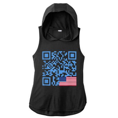 Funny Qr President Trump Dance Code Usa Flag Ladies PosiCharge Tri-Blend Wicking Draft Hoodie Tank