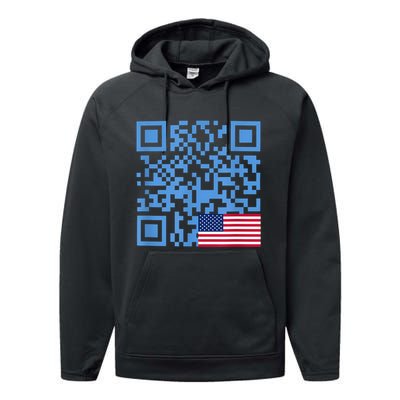 Funny Qr President Trump Dance Code Usa Flag Performance Fleece Hoodie