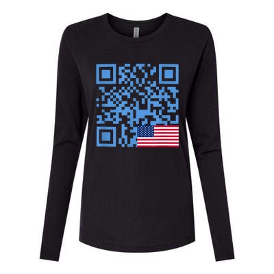 Funny Qr President Trump Dance Code Usa Flag Womens Cotton Relaxed Long Sleeve T-Shirt