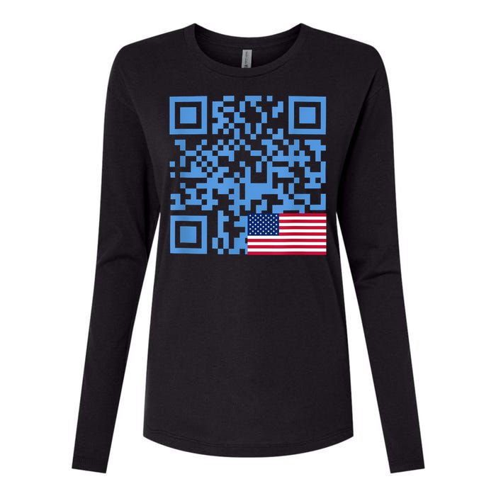 Funny Qr President Trump Dance Code Usa Flag Womens Cotton Relaxed Long Sleeve T-Shirt