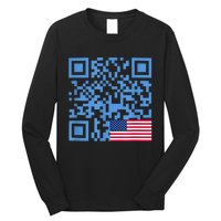 Funny Qr President Trump Dance Code Usa Flag Long Sleeve Shirt